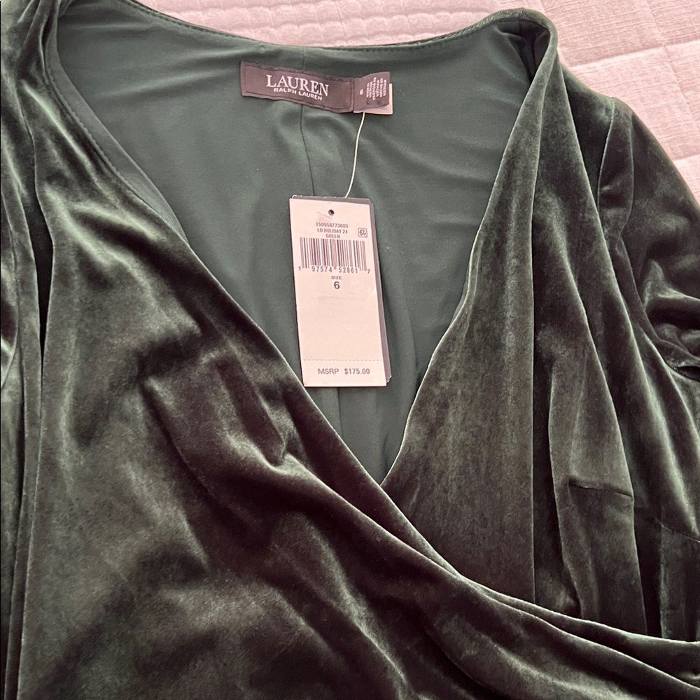 Lauren Ralph Lauren Velvet Green High Low Dress